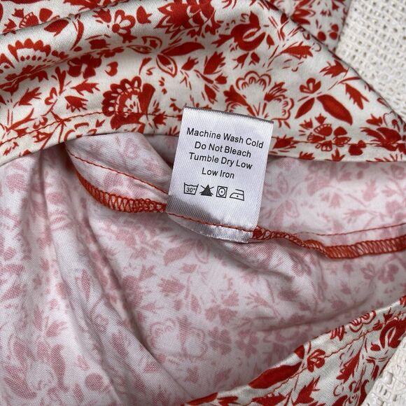 TUCKERNUCK Vermillion Royal Shirt Dress Ditsy Floral Stretch Womens M White Red - Picture 10 of 10